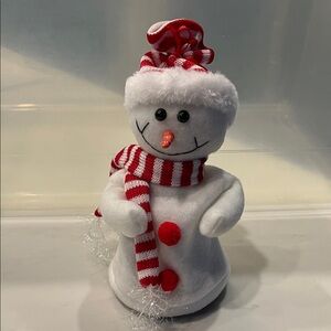 Festive Snowman with Red and White Scarf